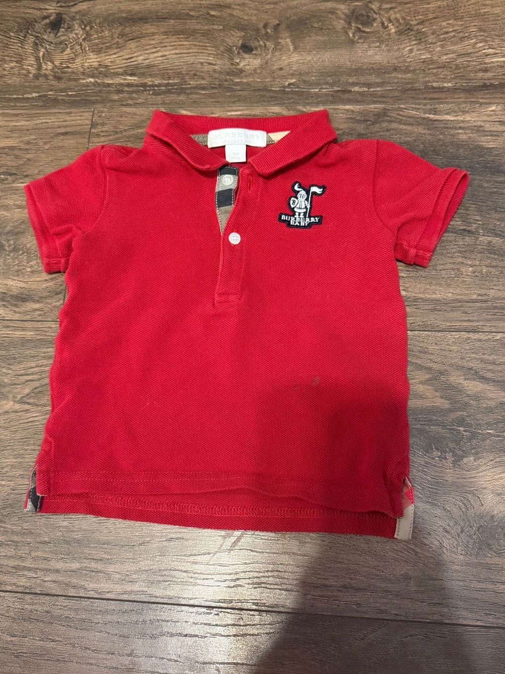 Burberry Red Kids Polo with Embroidered Crest